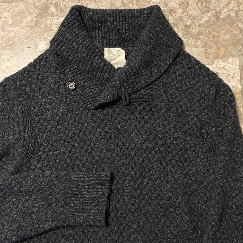 Billy Reid Sweater Mens Small Grey Wool Cashmere Shawl Collar Loop Italy Knit